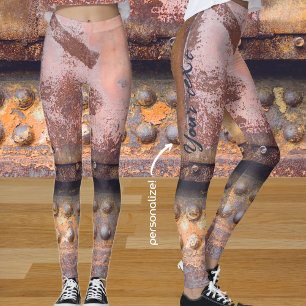 Rusty pink brown metal  leggings
