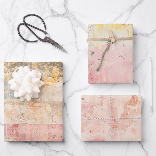 Rusty Pink Paint Watercolor Wrapping Paper Sheet (Front)