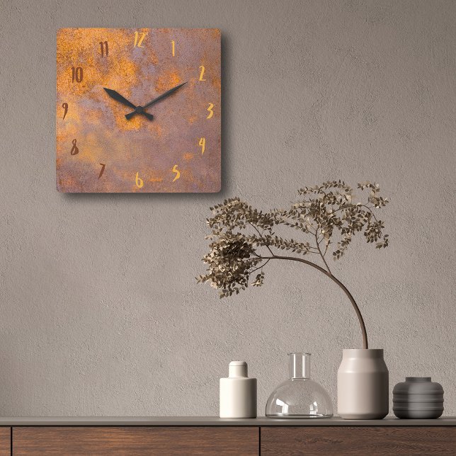 Rusty Plate Steel Square Wall Clock (Creator Uploaded)