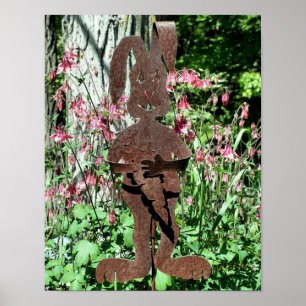 Rusty Rabbit Columbine Flower Garden  Poster