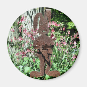Rusty Rabbit Flower Garden Nature Magnet
