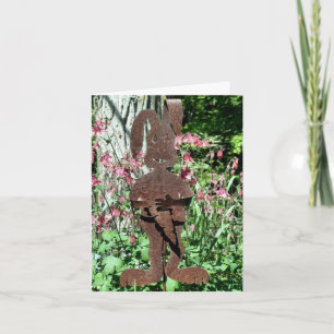Rusty Rabbit Flower Garden Note Card