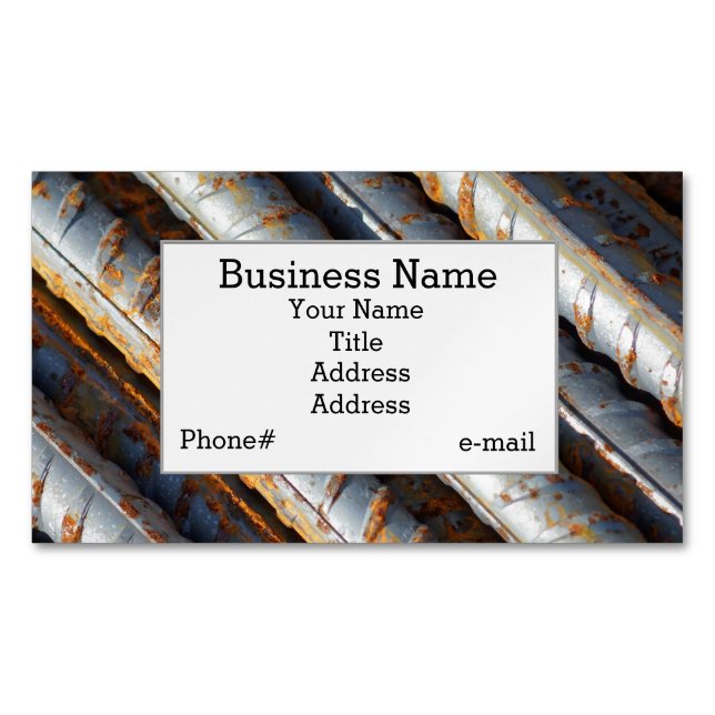 Rusty Rebar Design Magnetic Business Card (Front)