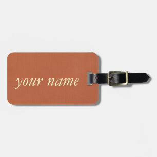 Rusty Red and Cream Damask Jacquard Luggage Tag