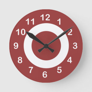 Rusty Red and White Target-Circles Round Clock