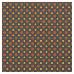 RUSTY RED AND YELLOW GOLD POLKA DOTS ON CHARCOAL FABRIC
