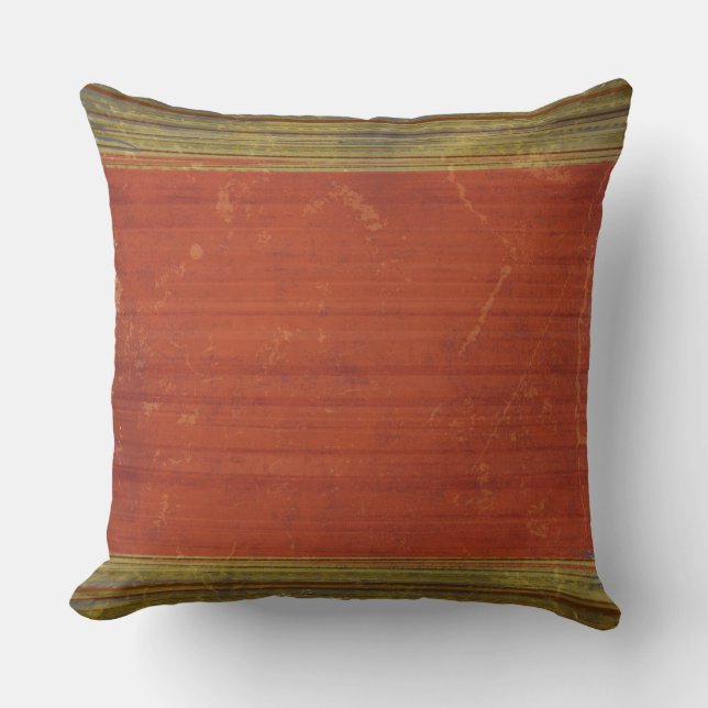 Rusty Red Green Blue Throw Pillows (Front)