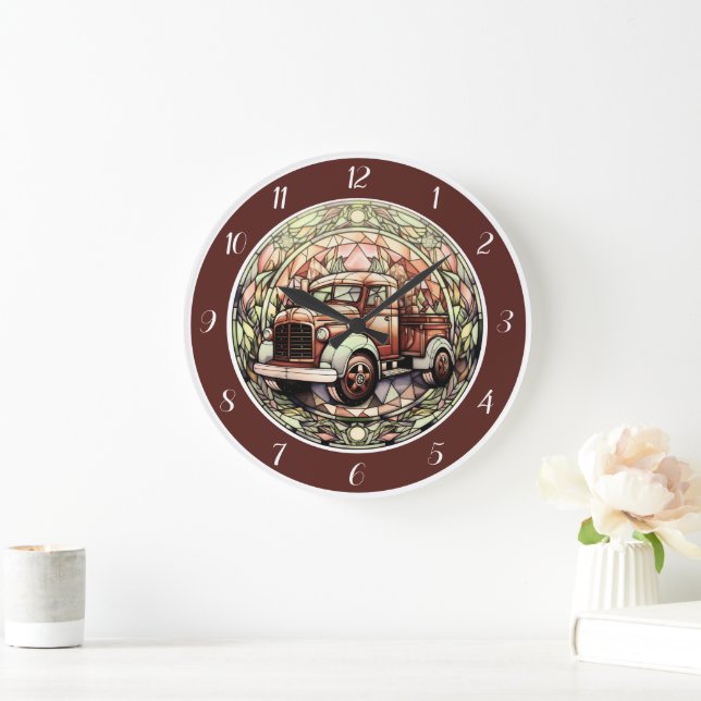 Rusty Red Holiday Truck Wall Clock (Home)
