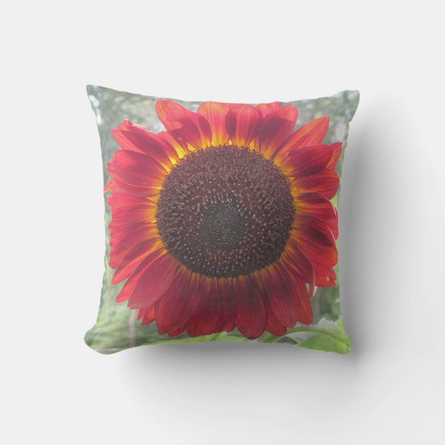 Rusty Red Sunflower Pillow (Front)