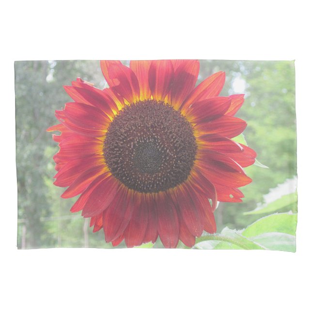 Rusty Red Sunflower Pillowcase (Front)