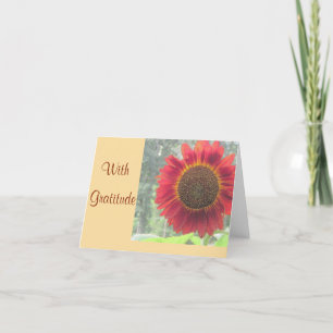 Rusty Red Sunflower Thank You Card