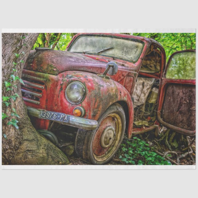 Rusty Red Truck Vintage 20x30  Decoupage Tissue Paper (Front)