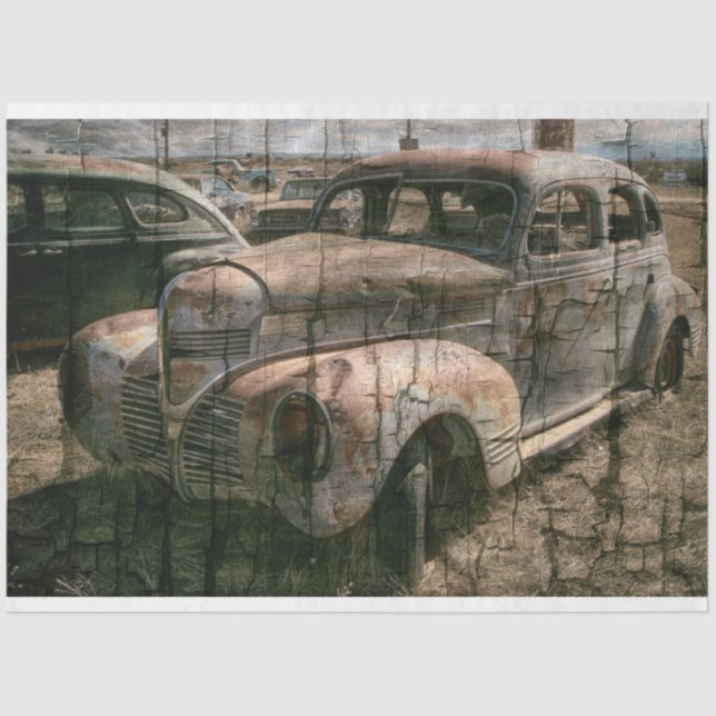 Rusty Retro Car Vintage 20x30  Decoupage Tissue Paper (Front)