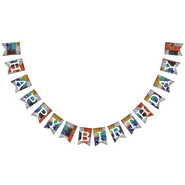 Rusty Retro License Plate Birthday Bunting (All)