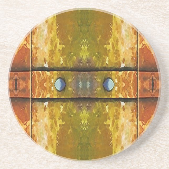 Rusty Rivets and Bars Abstract Coaster (Front)