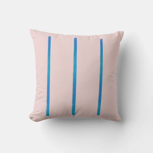 Rusty Rose & Blue Stripes Throw Pillow 16" x 16" (Front)