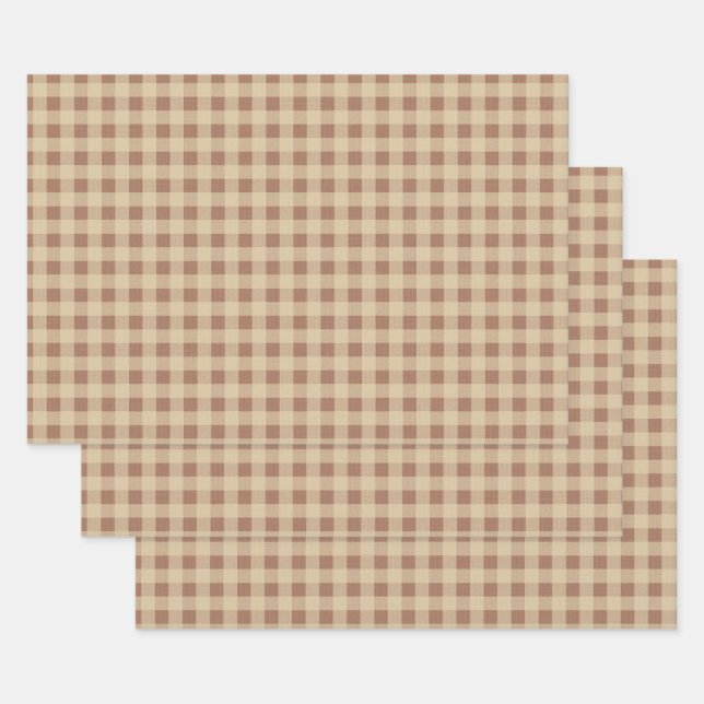 Rusty Rose Gingham Wrapping Paper Sheet (Set)