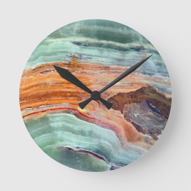 Rusty Sagey Minty Quartz Round Clock (Front)