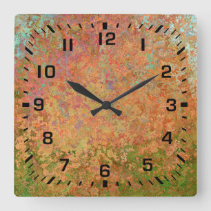 Rusty sheet square wall clock