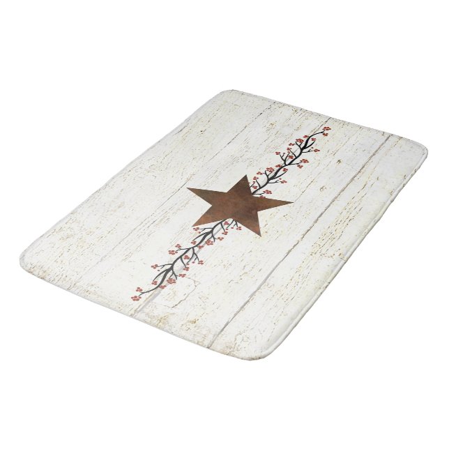 Rusty star and berries bath mat (Angled)