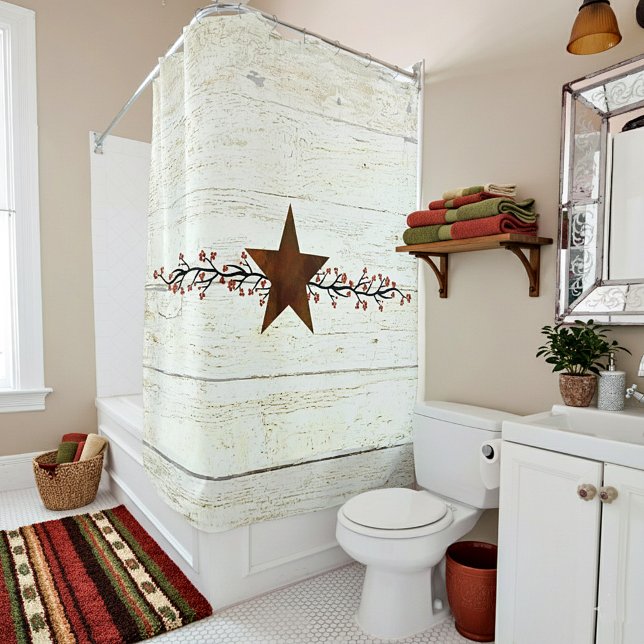 Rusty star and berries shower curtain (Creator Uploaded)