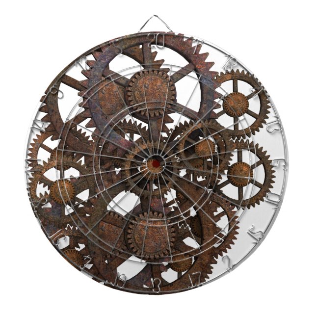 Rusty Steampunk Metal Gears Dartboard (Front)