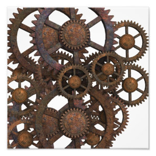 Rusty Steampunk Metal Gears Photo Print