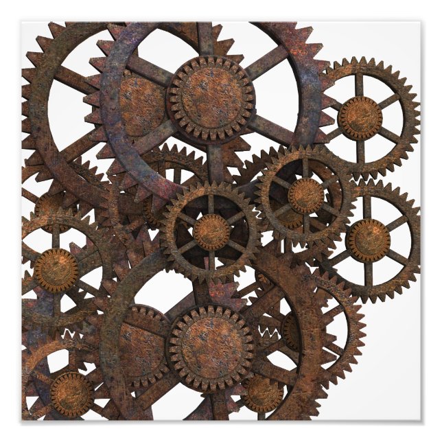 Rusty Steampunk Metal Gears Photo Print (Front)