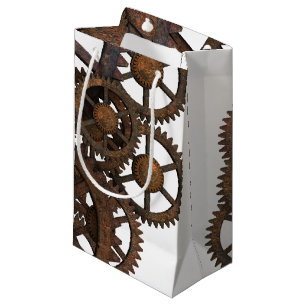 Rusty Steampunk Metal Gears Small Gift Bag