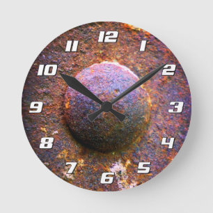 Rusty Steel Industrial Rivet with Numbers Round Clock