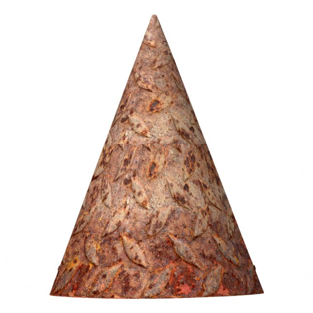 Rusty steel plate, grungy metal texture. party hat (Front)