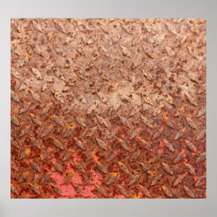 Rusty steel plate, grungy metal texture. poster