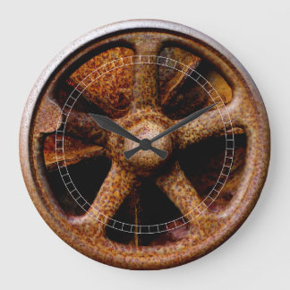 Rusty Submarine Hatch Wheel Large Clock