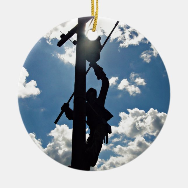 Rusty the Lineman Ceramic Ornament (Front)