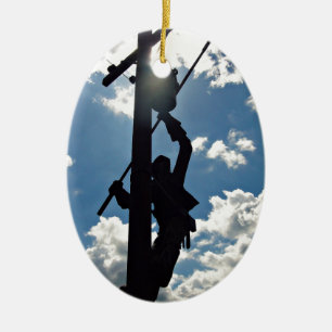Rusty the Lineman Ceramic Tree Decoration