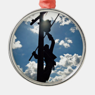 Rusty the Lineman Metal Tree Decoration