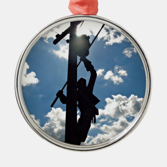 Rusty the Lineman Metal Tree Decoration (Front)