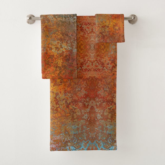 Rusty, Verdigris, Grunge Steampunk Bath Towel Set (Insitu)