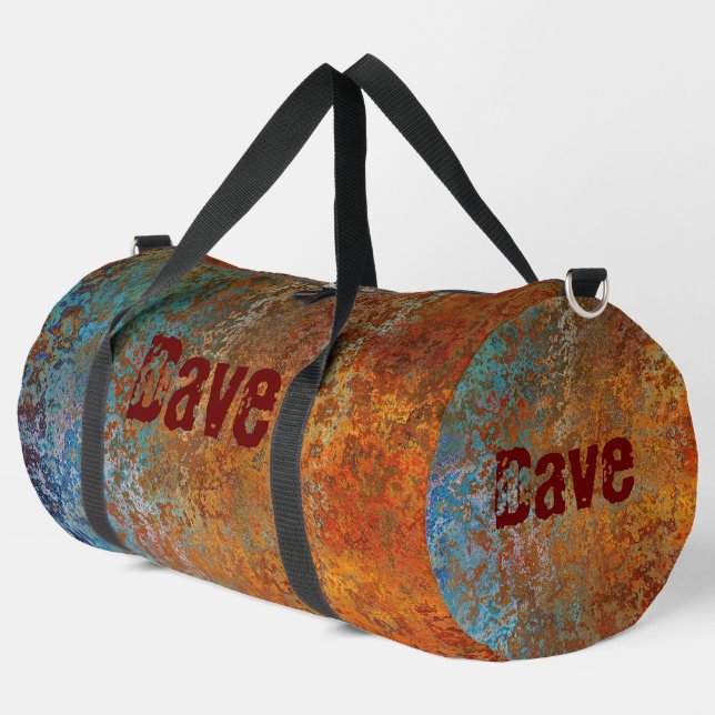 Rusty, Verdigris, Grunge Steampunk Personalised Duffle Bag (Left Corner)