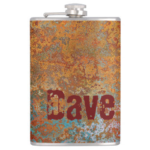 Rusty, Verdigris, Grunge Steampunk Personalised  Hip Flask