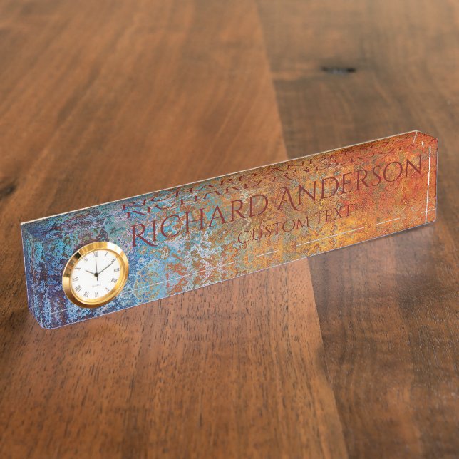 Rusty, Verdigris, Grunge Steampunk Personalised  Nameplate (Side)