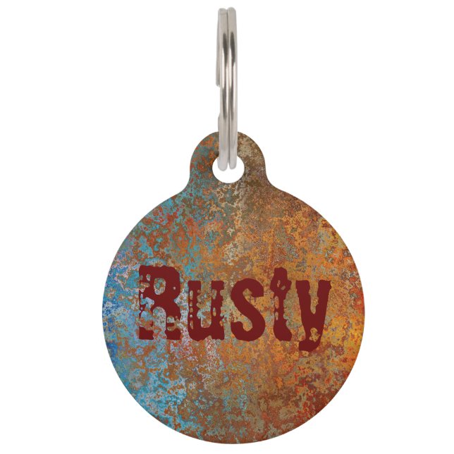 Rusty, Verdigris, Grunge Steampunk Personalised  Pet Tag (Front)