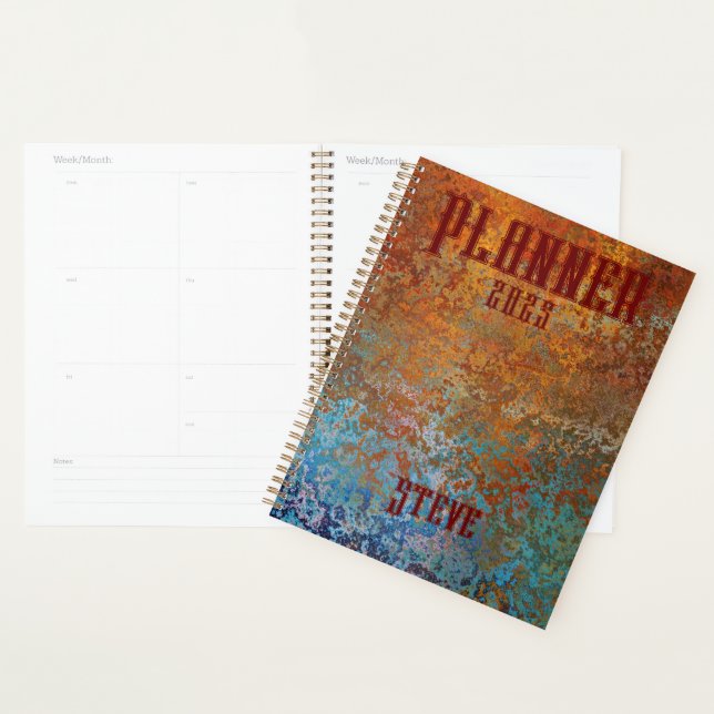 Rusty, Verdigris, Grunge Steampunk Personalised Planner (Display)