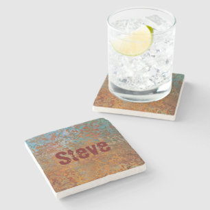 Rusty, Verdigris, Grunge Steampunk  Stone Coaster