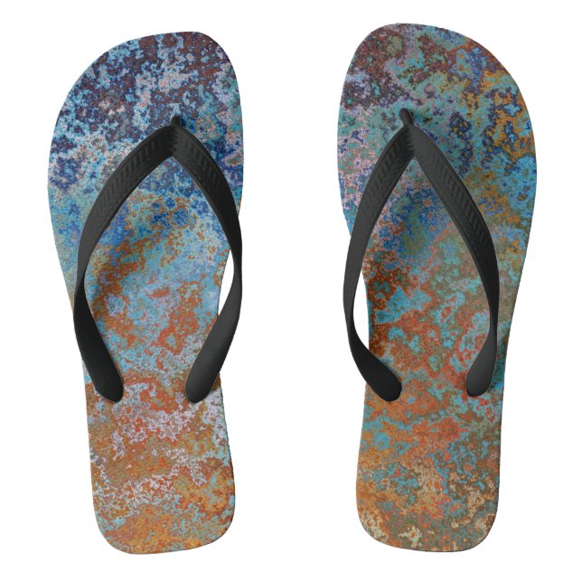 Rusty, Verdigris, Grunge Steampunk Thongs (Footbed)