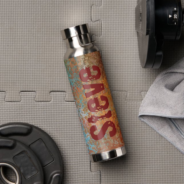 Rusty, Verdigris, Grunge Steampunk Water Bottle (Gym)