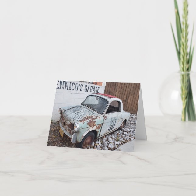 Rusty vintage car blank note card (Front)