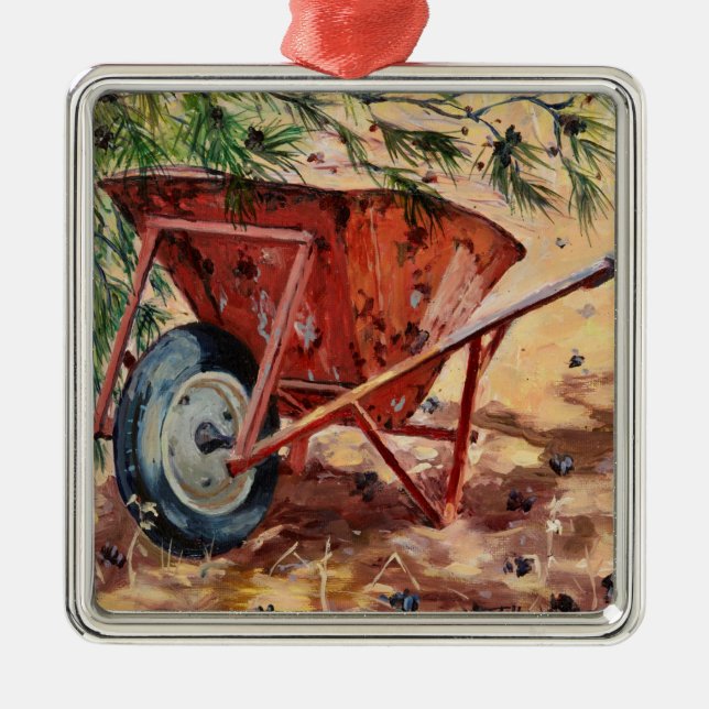 Rusty Wheelbarrow 2009 Metal Tree Decoration (Front)