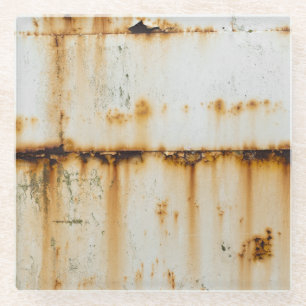 Rusty White Metal: Textured Surface Glass Coaster