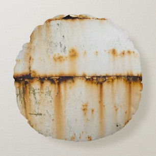 Rusty White Metal: Textured Surface Round Cushion